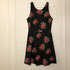 H&M Floral Red Skater Dress